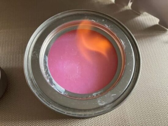 トップ丸缶に着火