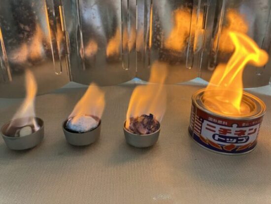 各固形燃料の燃焼具合