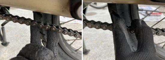 CT125ハンターカブのチェーン張り確認