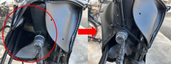 CT125ハンターカブのハンドルにハンドルカバーをしっかり固定する